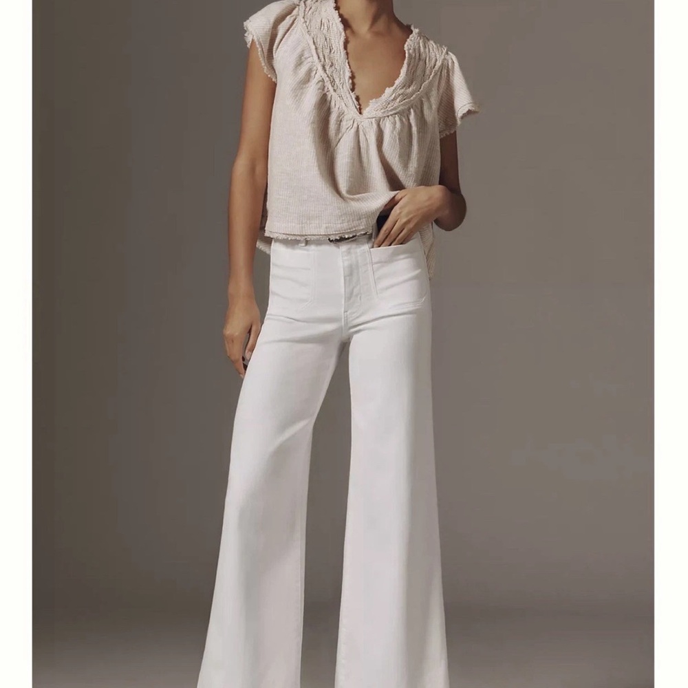 Frame Denim White High-Rise Wide Leg Jeans